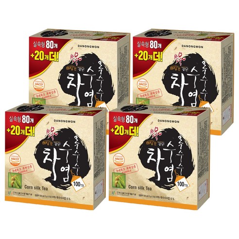 [AHW_7554301] 엔돌핀 옥수수수염차 가정용티백차 티백형차 오피스차 티백차 맛있는차, 1.5g, 100개입, 4개