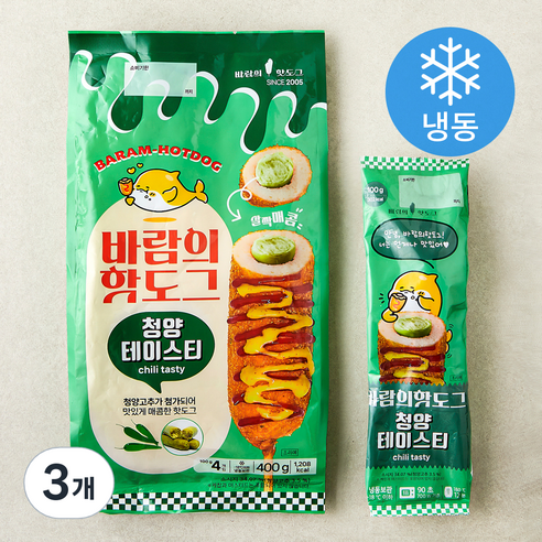 바람의핫도그 청양테이스티 (냉동), 100g, 4개입, 3개