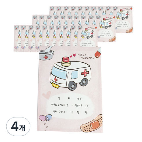 행복주치의 칼라 약봉투 포장봉투 100p, 혼합색상, 4개