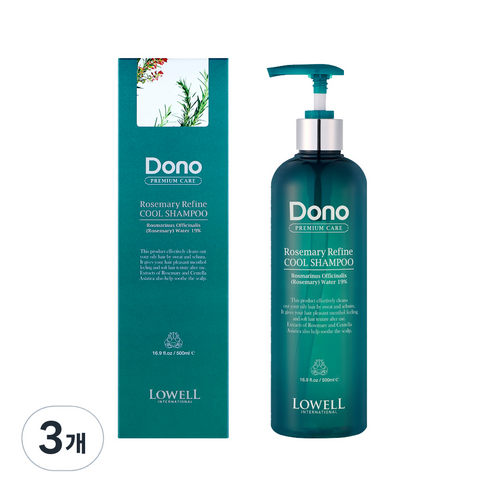 LOWELL 도노 리파인 쿨 샴푸, 500ml, 3개