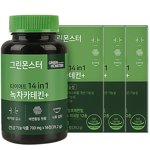 그린몬스터 다이어트 녹차카테킨플러스, 56정, 3개