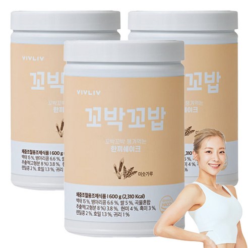 비브리브 꼬박꼬밥 한끼 쉐이크 미숫가루맛, 600g, 3개