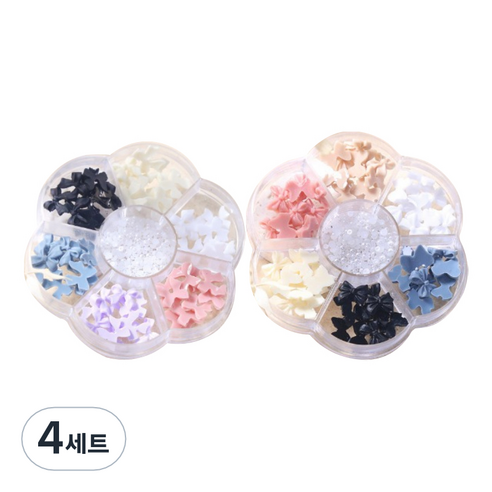 해피제이 파스텔 아크릴 큐빅 리본 네일 파츠 14종 세트, 4세트, 혼합색상