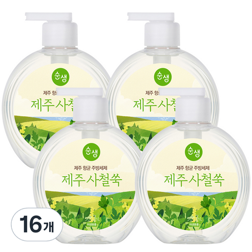 순샘 제주 사철쑥 항균 주방세제 용기, 16개, 500ml
