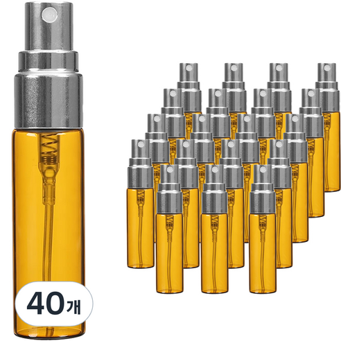 알루미늄캡 스프레이 용기 5ml, 40개, 브라운(용기) + 실버(캡)