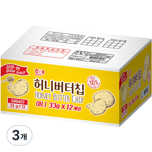 해태제과 허니버터칩 미니, 396g, 3개