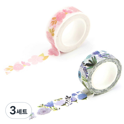 라이프포인트 내츄럴 일러스트 마스킹 테이프, 05보라별꽃, 08벚꽃, 3세트