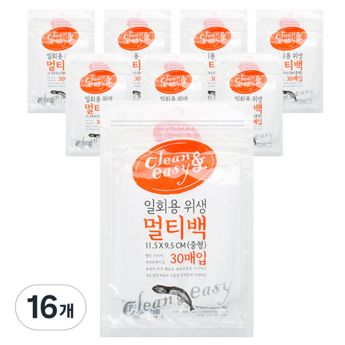 유하우스 일회용 위생 멀티백 중형, 중(M), 30개, 16개