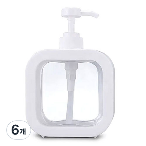 코어무역 투명 사각 대용량 디스펜서 일반형 500ml, 화이트, 6개
