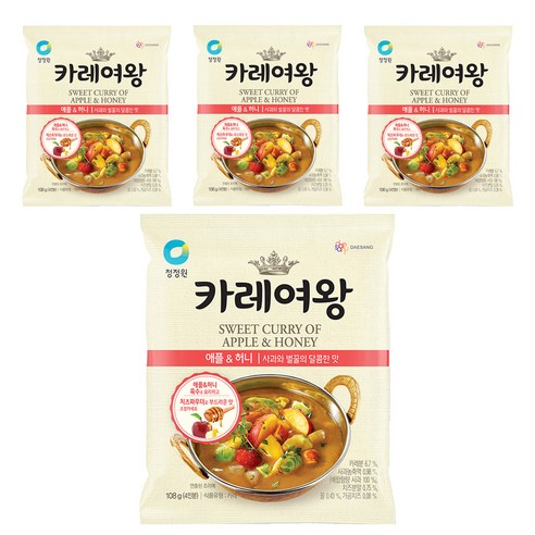 대상 청정원 카레여왕 애플&허니 사과와 벌꿀의 달콤한맛, 108g, 3개 카레추천