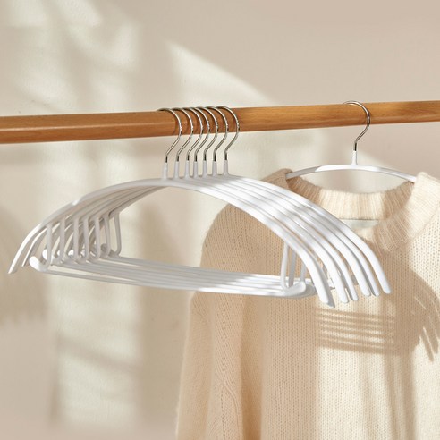 진심감성 어깨뿔방지 논슬립 크롬 옷걸이, 화이트, 10개