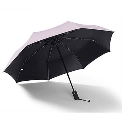 두발로 암막 접이식 3단 자동 우산 양산, 여성용 우산, 암막 효과가 우수한 단색 (무지) 우산