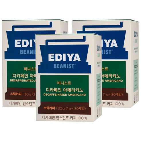 이디야 비니스트 디카페인 아메리카노 스틱커피 30p, 1g, 30개입, 3개