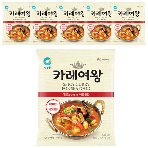 청정원 카레여왕 해물과 잘 어울리는 매콤한 맛 4인분, 108g, 6개