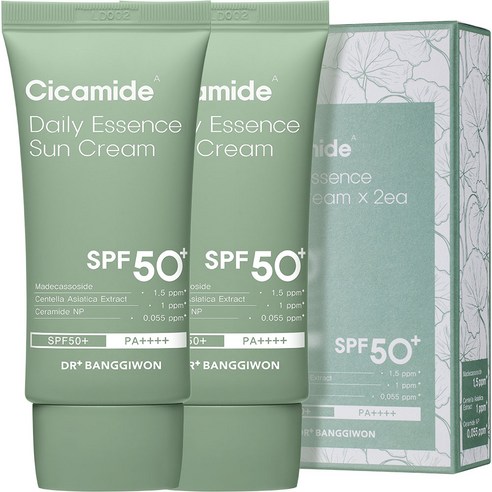 Dr. Bangwon Cicamide Daily Essence Sunscreen SPF50+ PA++++, 50g, 2 ea
