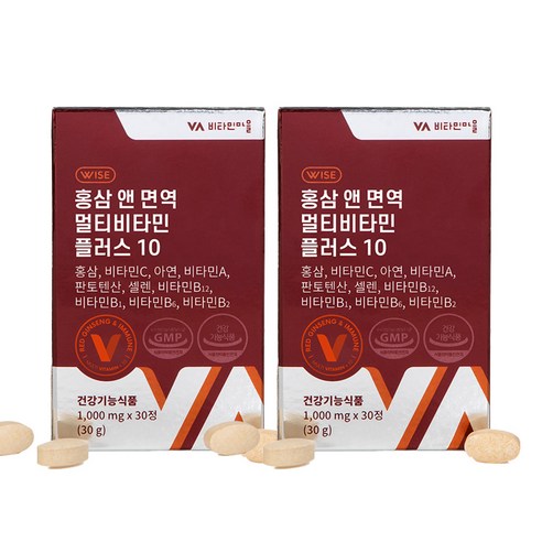 비타민마을 홍삼 앤 면역 멀티비타민 플러스 10, 30정, 2개