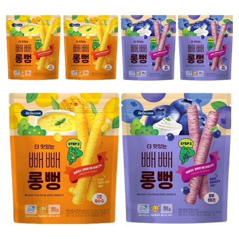 베베쿡 더 맛있는 빼빼롱뻥 블루베리 40g 3p + 구운옥수수 40g 3p, 1세트