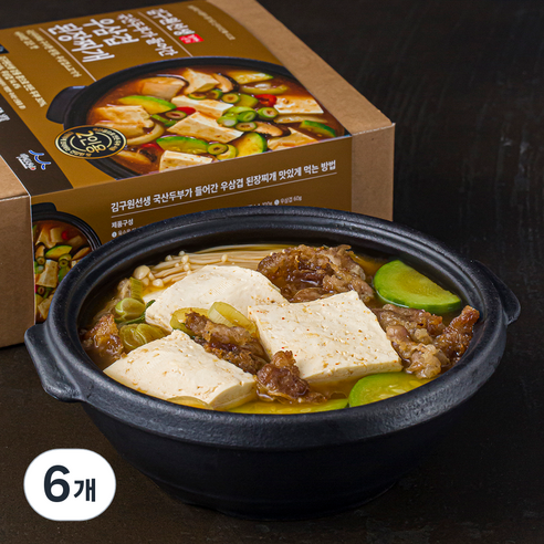 김구원선생 국산두부가 들어간 우삼겹 된장찌개 밀키트, 416g, 6개