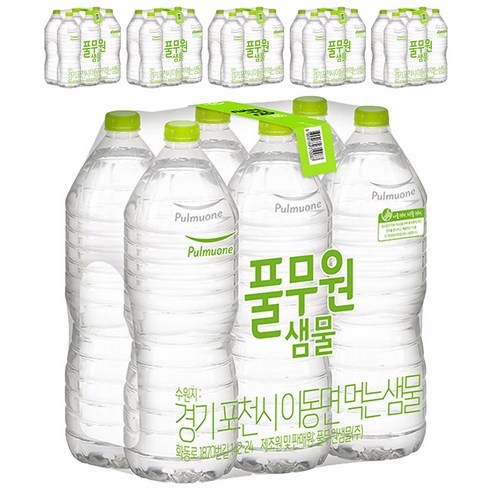 풀무원샘물 무라벨 생수, 36개, 2L