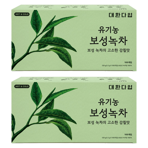 대한다업 유기농 보성녹차, 1.2g, 100개입, 2개