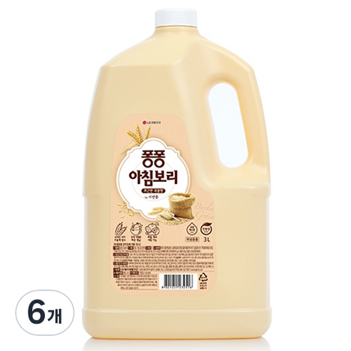 퐁퐁 주방세제 아침보리 용기, 3L, 6개