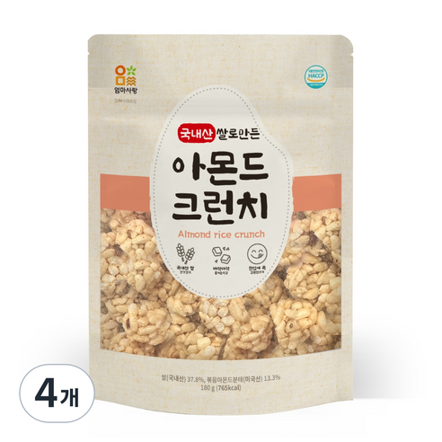 엄마사랑 쌀로만든 아몬드 크런치, 180g, 4개