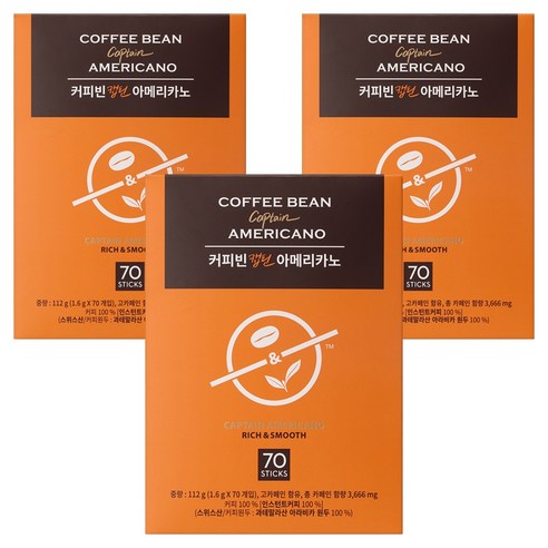 커피빈 캡틴 아메리카노 스틱커피, 1.6g, 70개입, 3개