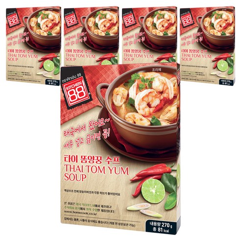 키친88 홈쿡 타이 똠양꿍 수프, 270g, 5개