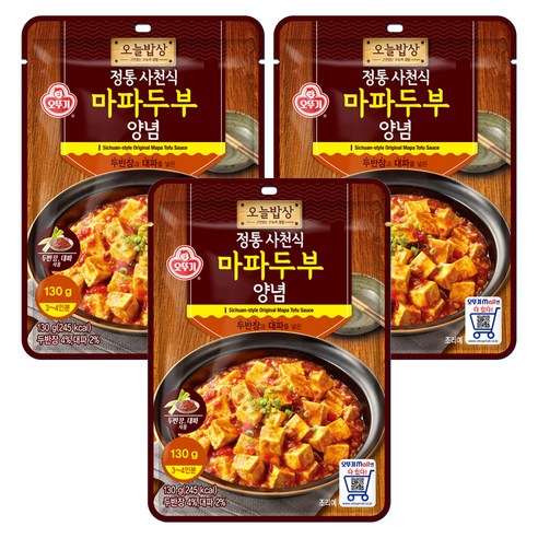 오뚜기 오늘밥상 정통 사천식 마파두부 양념, 3개, 130g