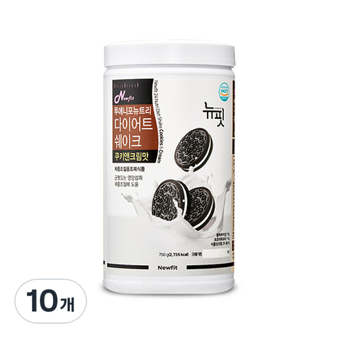 뉴핏 투에니포 뉴트리 다이어트 쉐이크 쿠키앤크림맛, 750g, 10개