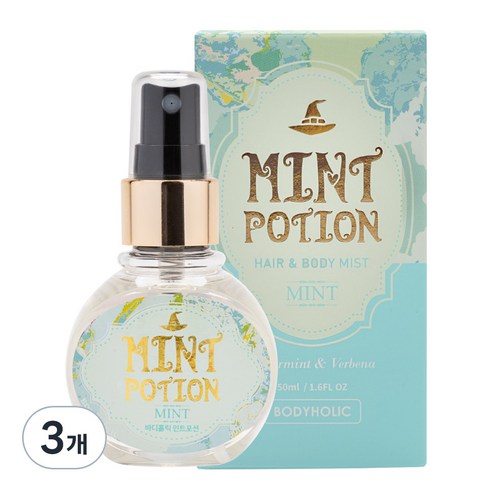 바디홀릭 민트포션 바디미스트, 50ml, 3개