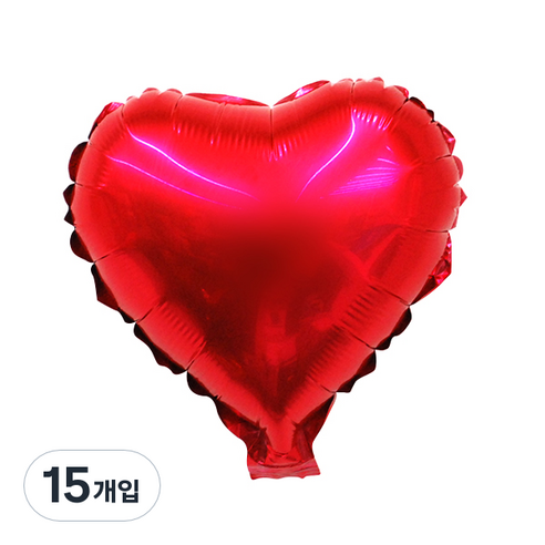 와우파티코리아 하트 은박풍선 자동 10 x 10 cm, 메탈레드, 15개