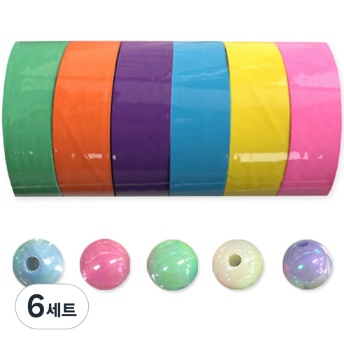 동아피엠에스 테이프볼 수구만들기 캔디 테이프 6색 2.4cm + 스타터볼 5p 세트, 랜덤발송(스타터볼), 6세트