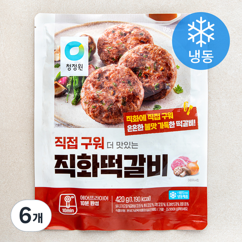 청정원 더맛있는 직화 떡갈비 (냉동), 420g, 6개
