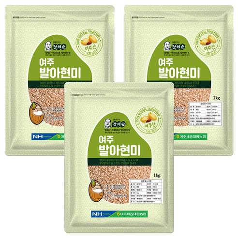 농협 장세순 여주 발아현미, 3개, 1kg