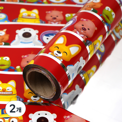 뽀로로 코코플러스 뽀롱뽀롱 롤 포장지 53cm x 12m, 빨강, 2개