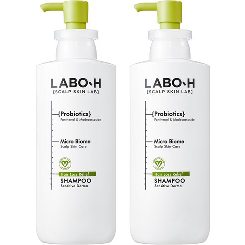 [비건라이프] 라보에이치 저자극 민감더마 탈모증상 완화 샴푸, 400ml, 2개
