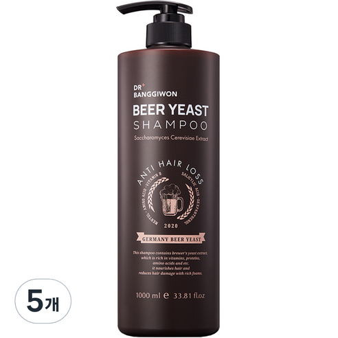 닥터방기원 맥주 효모 탈모증상 완화 샴푸, 1000ml, 5개