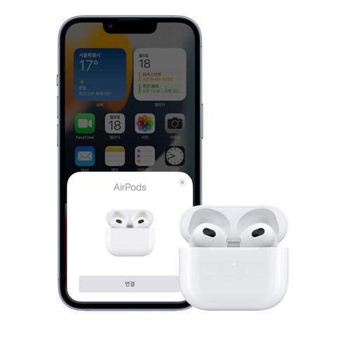 탁월한 오디오 성능, 편안한 착용감, 향상된 배터리 수명을 제공하는 Apple 에어팟 3세대 무선 이어폰