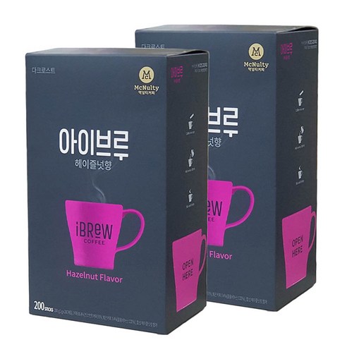 맥널티 iBrew 미니 헤이즐넛향 원두커피믹스, 1g, 400개