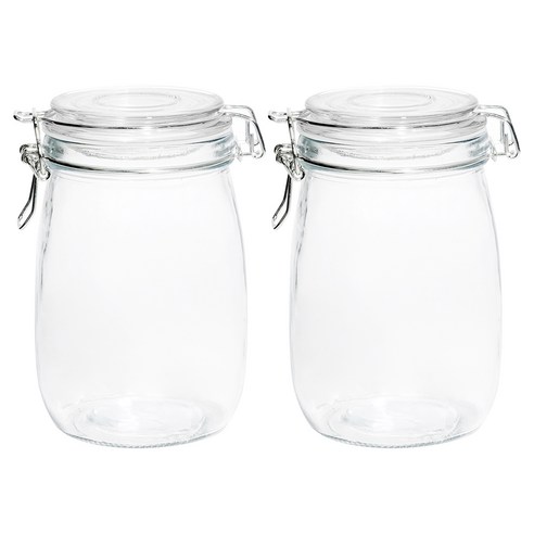 키볼리 원형 밀폐 클립 유리병, 1000ml, 2개