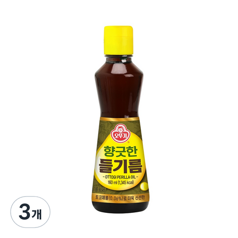 오뚜기 향긋한 들기름, 160ml, 3개