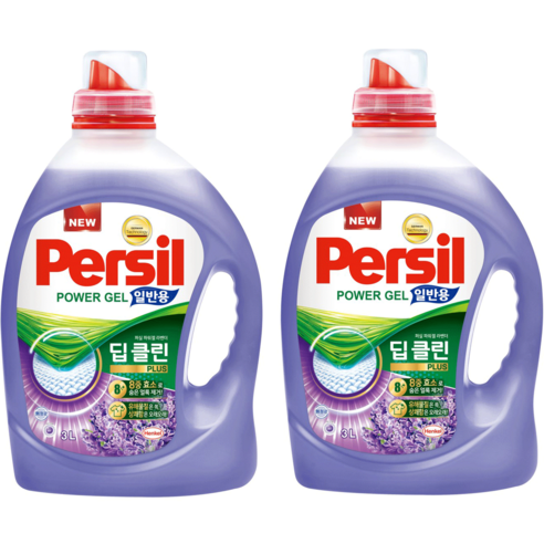 퍼실 딥클린 플러스 라벤더젤 액상세제 일반용 본품, 3L, 2개