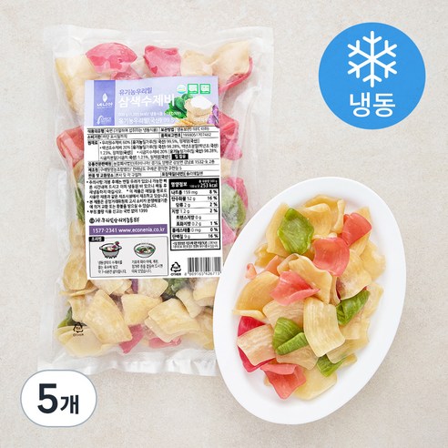 네니아 유기가공식품 인증 우리밀 삼색수제비 (냉동), 5개, 500g