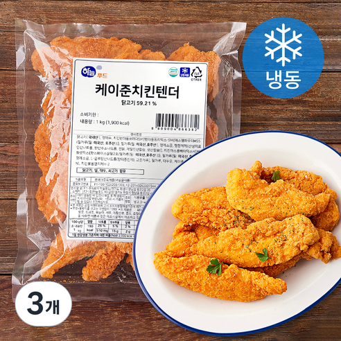 하늘푸드 케이준 치킨 텐더 (냉동), 1kg, 3개