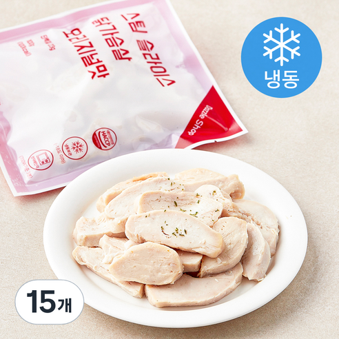 다즐샵 스팀 슬라이스 닭가슴살 오리지널맛 (냉동), 100g, 15개