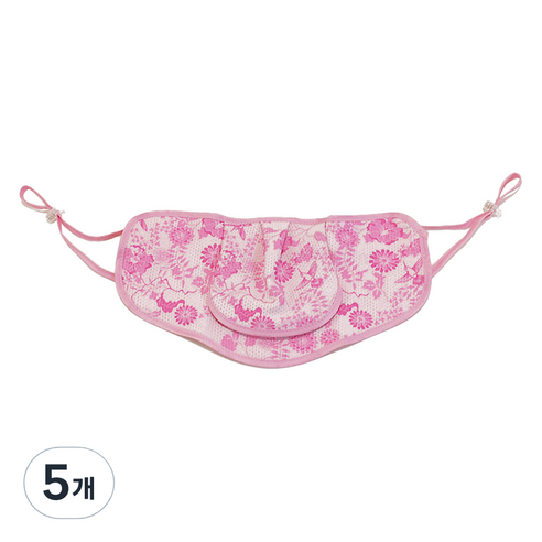 구리원사 2단 T3 꽃무늬 햇빛차단 마스크 24 x 12.5 cm, 1개입, 5개, 핑크