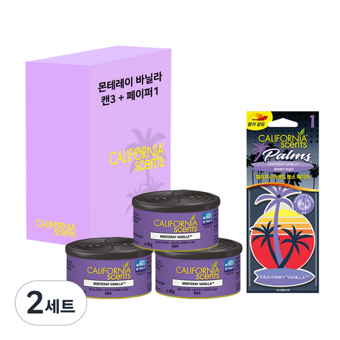 캘리포니아센트 방향제 캔형 3p + 종이걸이형 세트, 2세트, 몬테레이 바닐라향