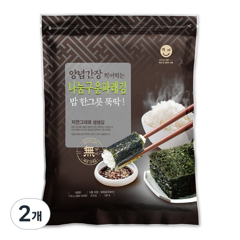 나눔김 무조미파래구이김 540매 절지, 120g, 2개