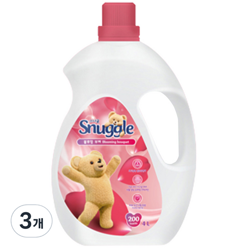 스너글 초고농축 섬유유연제 블루밍 부케 본품, 4L, 3개